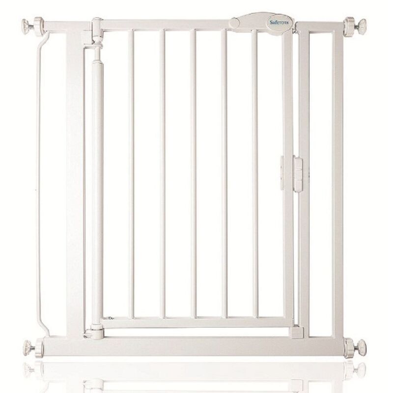 Safetots - Pressure Fit Self Closing Stair Gate, Narrow, 68.5cm - 75cm, White, Auto Closing Baby Gate, Safety Barrier