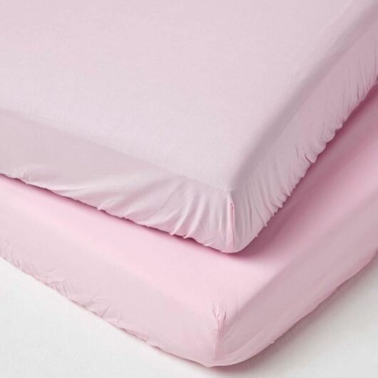 HOMESCAPES Pink Cotton Fitted Cot Sheets 200 Thread Count, 2 Pack - Pink