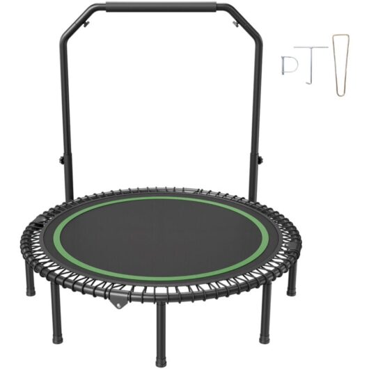 Mophorn 51 Inch Foldable Mini Trampoline, 450 lbs Max Load Fitness Rebounder with 4-Level Adjustable Foam Handle, Stable & Quiet, for Indoor/Garden
