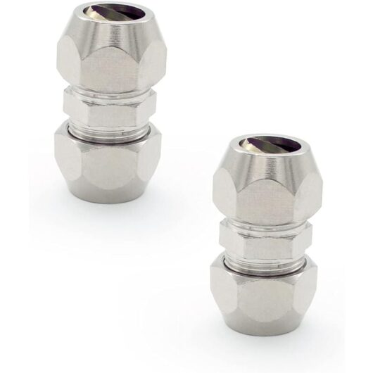 Pieces Olive Gas Fitting, Silver Pneumatic Hose Fitting, Nickel Plated Copper Double Straight Tube Quick Connector, Suitable for Plumbing, Air