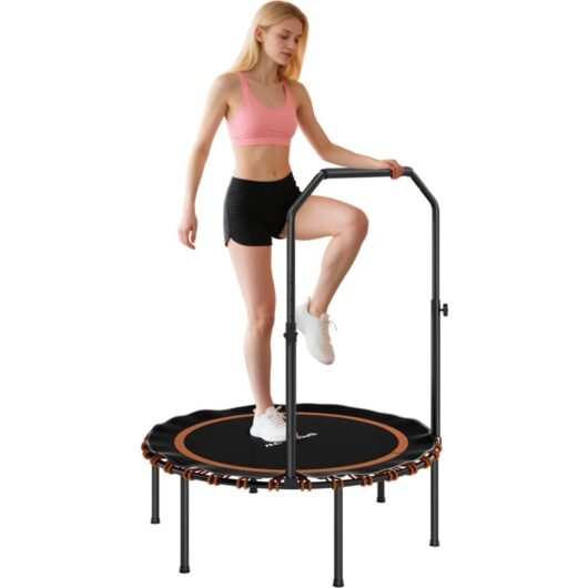 SPORTNOW 40'' Foldable Fitness Trampoline Rebounder with Handle, Orange