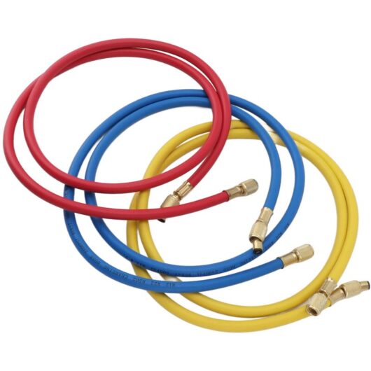 3pcs 150cm Refrigerant Charging Hose Air Conditioner Charging Hose 1/4in Fits for R12 R22 R502 Refrigerants Blue Red Yellow
