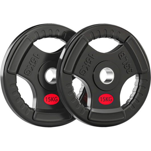 SPORTNOW 2 x 15kg Olympic Weight Plates, Weight Plate Discs with Tri-Grips