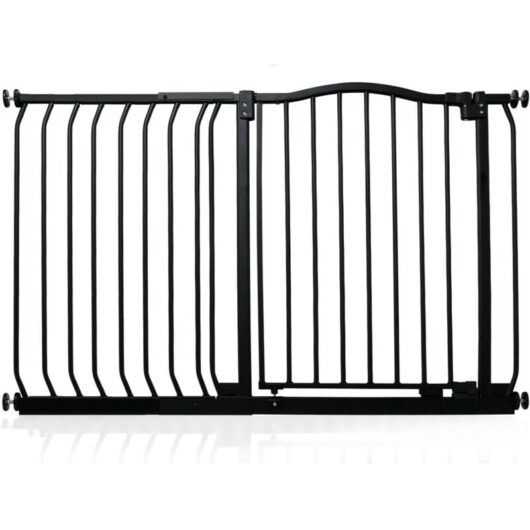 Safetots - Curved Top Safety Gate, 116cm - 125cm, Matt Black, Pressure Fit Stair Gate