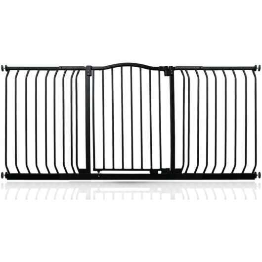 Safetots - Curved Top Safety Gate, 161cm - 170cm, Matt Black, Pressure Fit Stair Gate