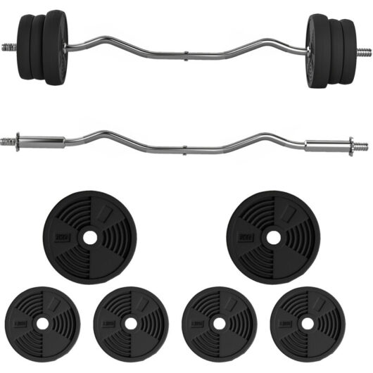 Sportnow - 25kg Adjustable Barbell Weights Set for Home Gym Strength Training