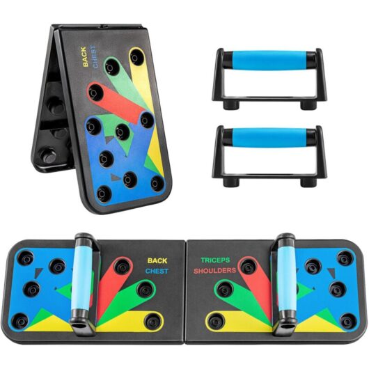 Trintion Foldable Push Up Board, 14 in 1 Press Up Rack Board Train Gym Fitness System Multi-function Home Gym Equipment Workout Exercise Stands for