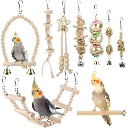 Bird Toys - Bird Cage Accessories - Chew Swing - Hanging Hammock - Climbing Hammock for Parakeet, Conure, Cockatiel, Myna, Lovebird, Finches, Parrot