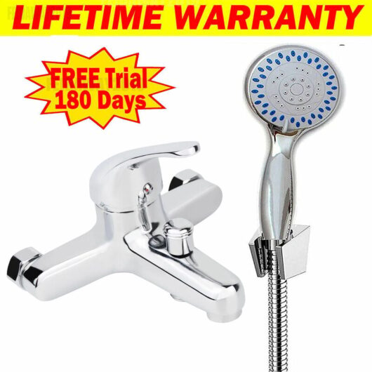 Briefness - Modern Bathroom Shower Mixer Taps with Shower Head Chrome Single Lever Deck Mount Monobloc Bathroom Tub Filler Taps Solid Brass Free uk