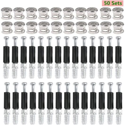 Came Fittings 50 Pair of Furniture Cabinet Panel Connectors Ø15mm Invisible Connector for Kitchen Cabinet, Cupboard, Wooden Wardrobe 40mm