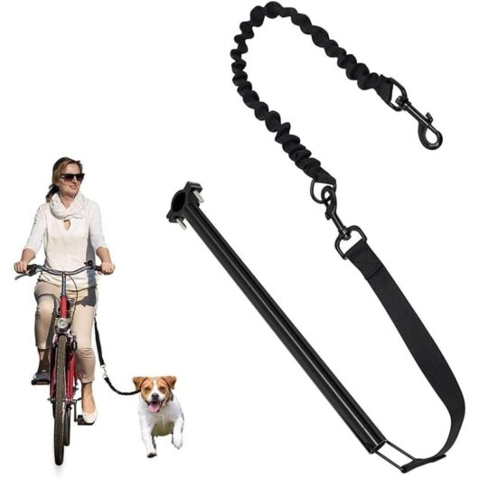 Dog Bike Leash, Hands-Free Dog Bike Attachment, Dog Walking Bike Leash, Hands-Free Dog Exercise Leash for Training (Black)