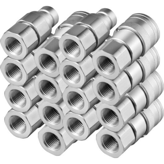 Mophorn - Skid Steer Hydraulic Quick Connect, 1/2' Body Coupler with 1/2' npt, 27.6 MPa (iso 16028) Rating, 8 Pairs of Hydraulic Couplings, Durable