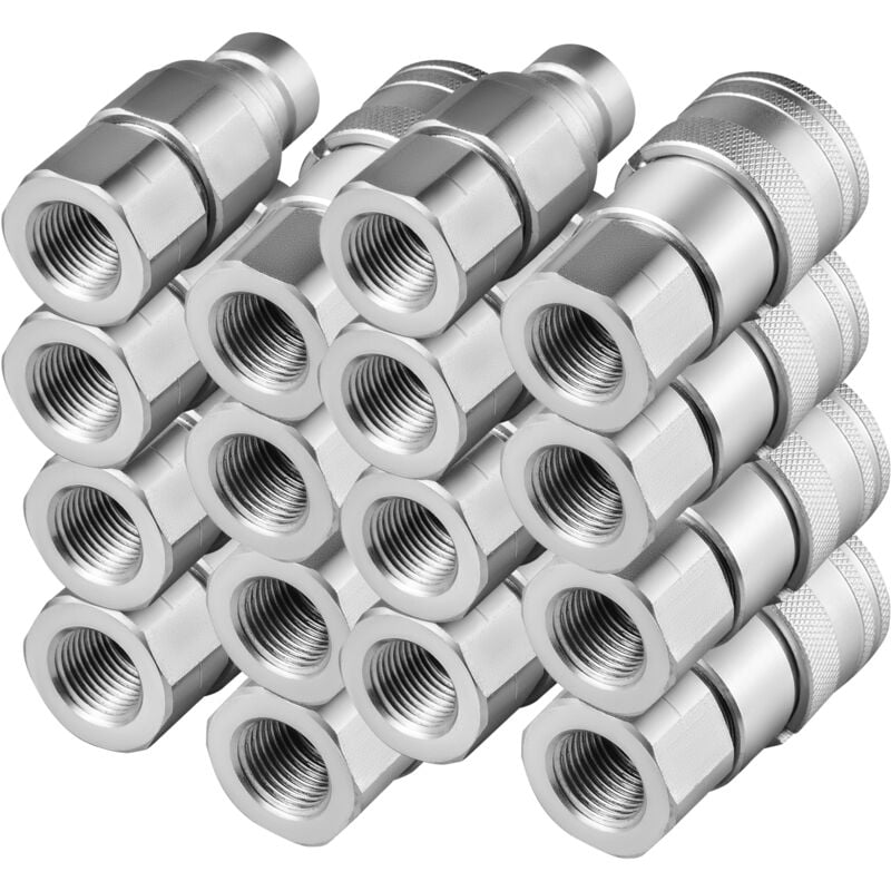 Mophorn - Skid Steer Hydraulic Quick Connect, 1/2' Body Coupler with 1/2' npt, 27.6 MPa (iso 16028) Rating, 8 Pairs of Hydraulic Couplings, Durable