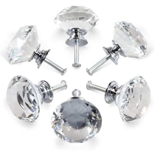 Serbia - 6 poignées en cristal, poignées de porte de tiroir en cristal de 30 mm, poignées de porte de cuisine en verre, armoires et commodes de