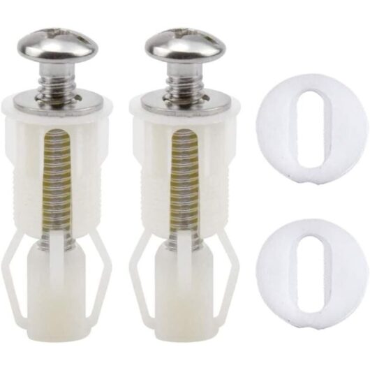 Toilet Seat Fixing Kit, 2 PCS Toilet Seat Screws, Expandable Rubber Nuts, Universal Toilet Seat Fittings, Screws for Toilet Lid, White
