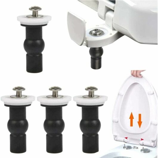 Toilet Seat Toilet Lid Hinge Fixings, 4 Rubber Expansion Bolts, Stainless Steel Toilet Fixing Screws, Replacement Seat Cover Fits All Toilets(14mm)