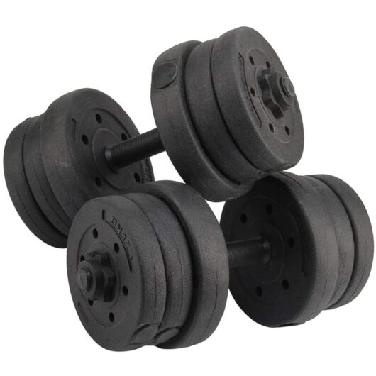 Trintion 20kg Adjustable Dumbbell Set Hand Weight Strength Lifting Training Barbell Gym Dumbellsweights with Connecting Rod Exercise Equipment for