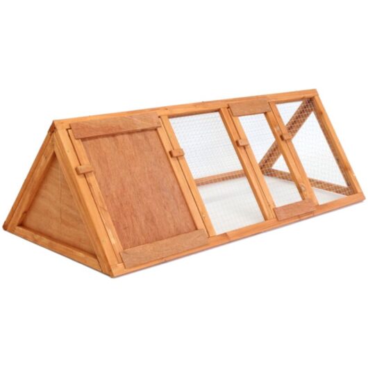 Oypla Wooden Outdoor Triangle Rabbit Guinea Pig Pet Hutch Run Cage