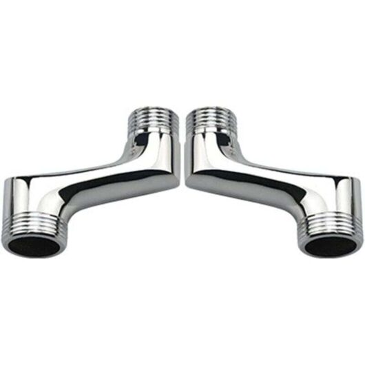 2-piece countertop angled shower fitting, brass elbow reducer, adjustable swivel arm, wall-mounted countertop angled connection, offset 1/2" to 3/4"