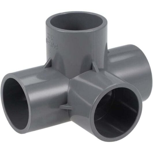 4-Way Elbow PVC Pipe Fitting Furniture Grade 32mm T-Angle Fittings Grey 10Pcs