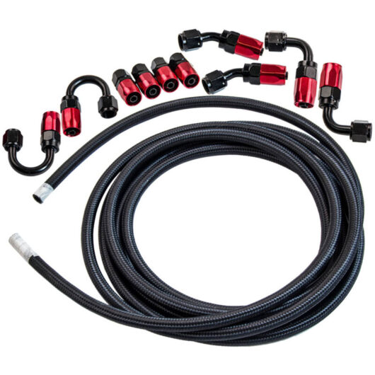 AN6 AN-6 Fitting Stainless Steel Nylon Braided Oil Fuel Hose Line 16 Feet 3/8