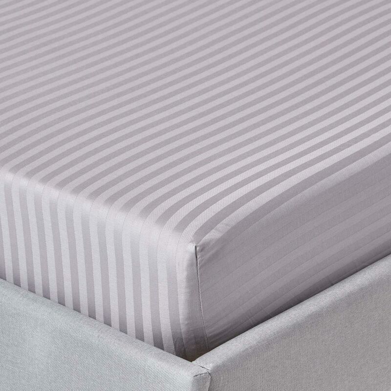HOMESCAPES Grey Egyptian Cotton Satin Fitted Sheet 330 Thread Count, Single - Grey