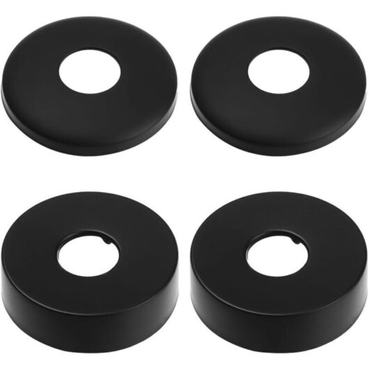Rosette for fittings, shower mixer rosette, 4 black stainless steel pipe covers, radiator rosette - rosette for shower fittings, taps, radiators