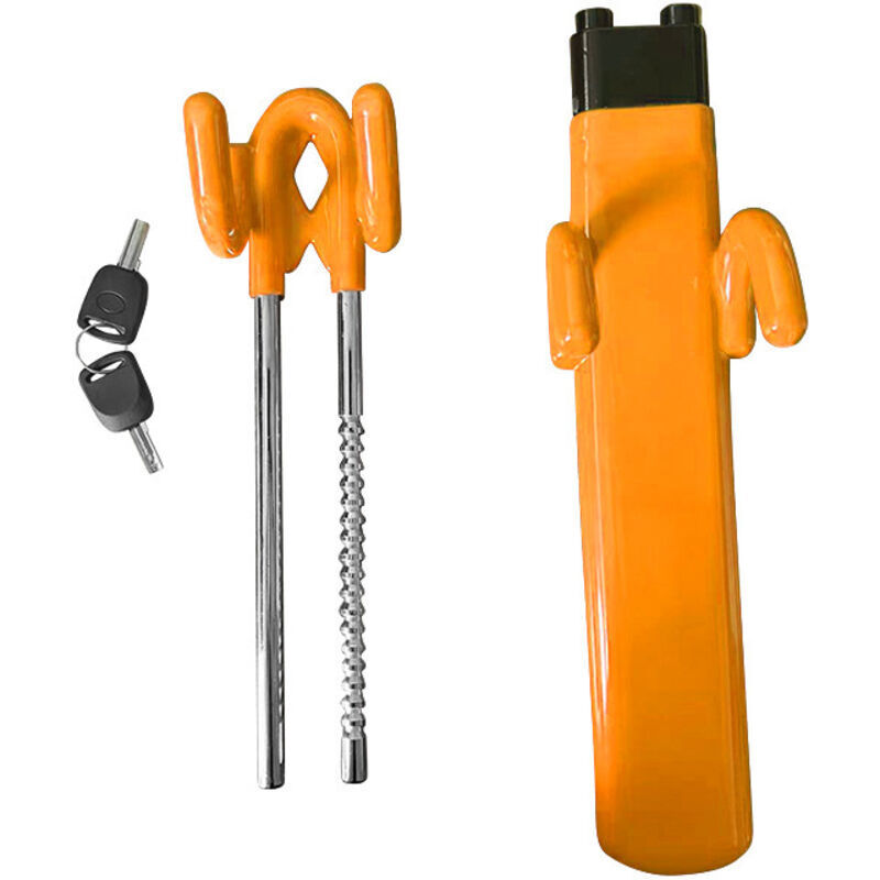 Double bar steering wheel lock, steering lock, car steering wheel locks, car anti-theft device, high visibility, robust, universal fit, adjustable