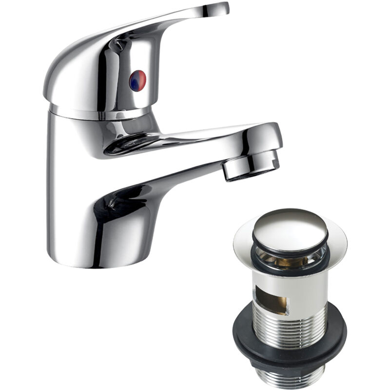 Fnx Bathrooms - Cloakroom Basin Sink Mono Mixer Tap Single Lever with Waste & Fittings - Chrome