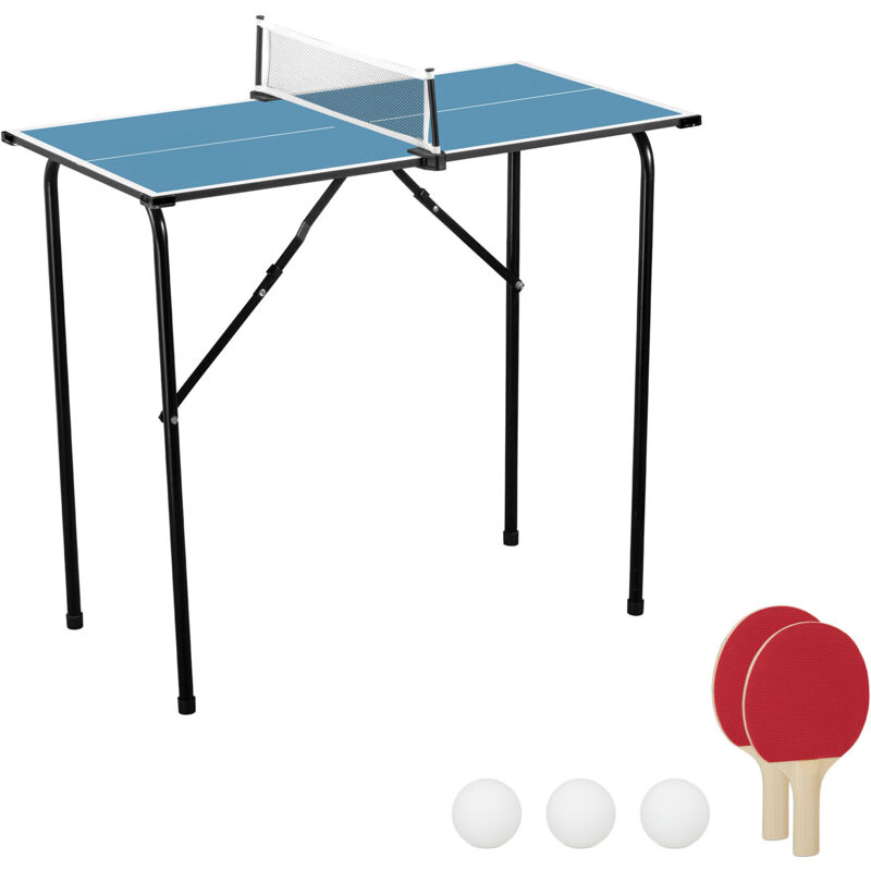 Relaxdays Mini Table Tennis Table, Foldable, Indoor, Space-Saving, HxWxD: 76x88x48 cm, MDF & Steel, Green