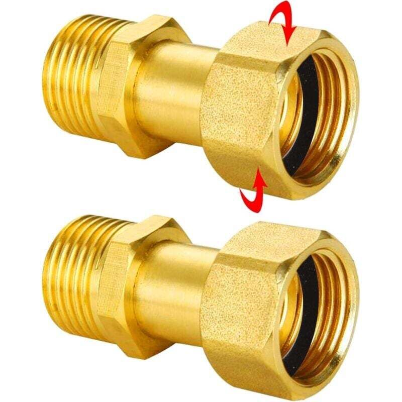 Set of 2 straight copper 4/4 fittings, male and female threads, plumbing parts for water pipes and distribution