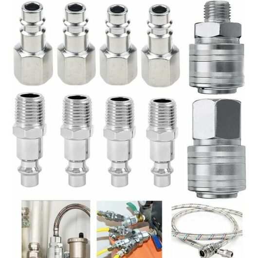10 Pcs Compressor Quick Coupler 1/4" BSP Coupler for Tuayn Air Compress Compressor Hose Fittings Connector Male Female