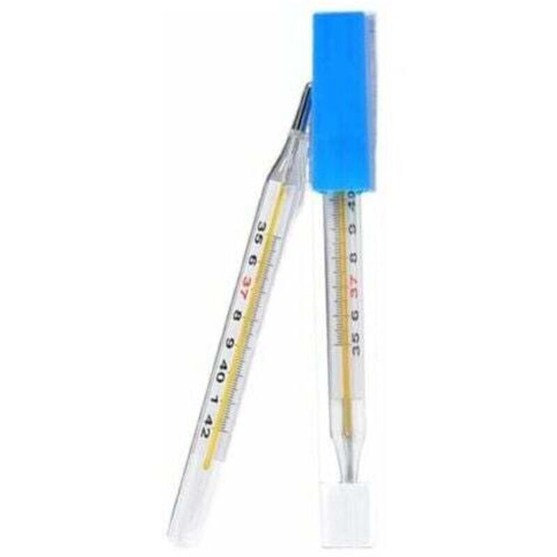 2-piece medical mercury glass thermometer for adults and babies, body temperature measurement