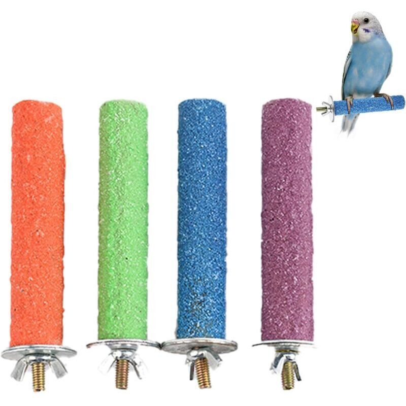 4-Piece Parrot Perch Set, Parrot Cage Perch, Colorful Bird Cage Scrub Bar, Parrot Chew Toy, Colorful Parrot Claw Stick for Claw and Beak Maintenance