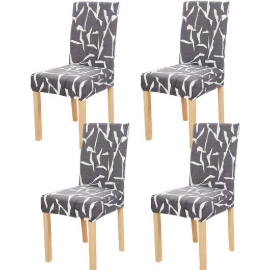 4 Pièces Housses de Chaise de Salle à Manger Couverture de Chaise Extensible Amovible Lavable élastique pour Un Ajustement Universel Gris