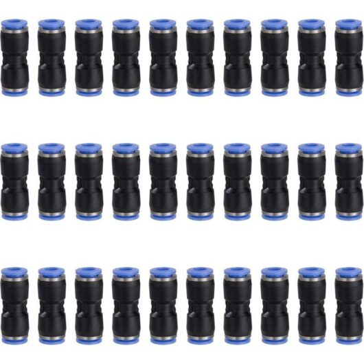 6mm Pneumatic Connector Quick Connect Straight Compressed Air Fitting Push-In Pneumatic Fitting Plastic Air Line Tube Fitting 30 Pieces