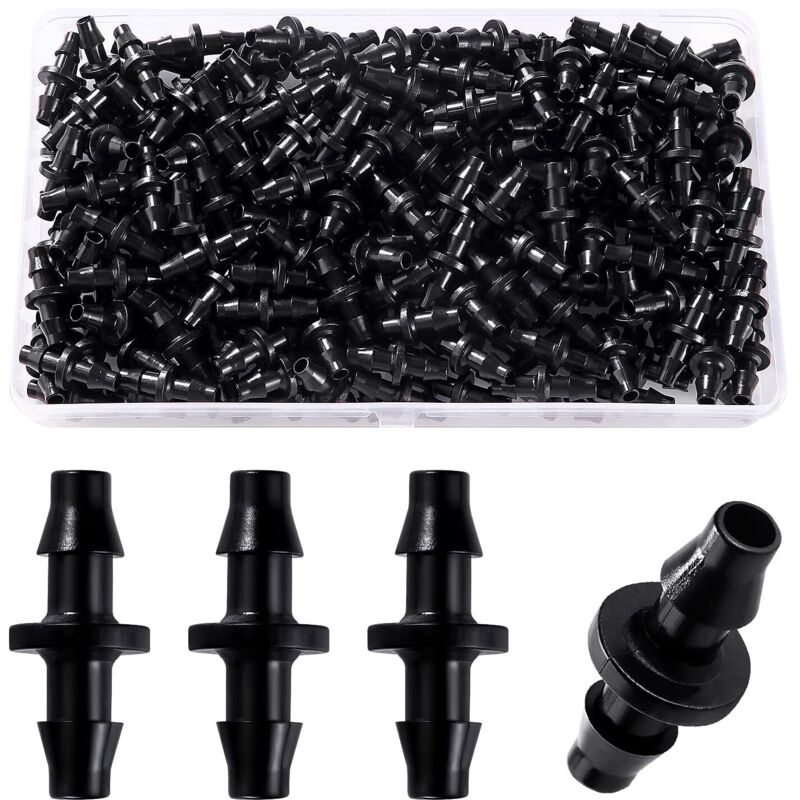 CCYKXA 200 Pieces 4/7mm Pipe Connectors, Irrigation Fittings, Barbed Pipe Connectors for Irrigation Systems, Lawn Irrigation Drip Irrigation Fittings
