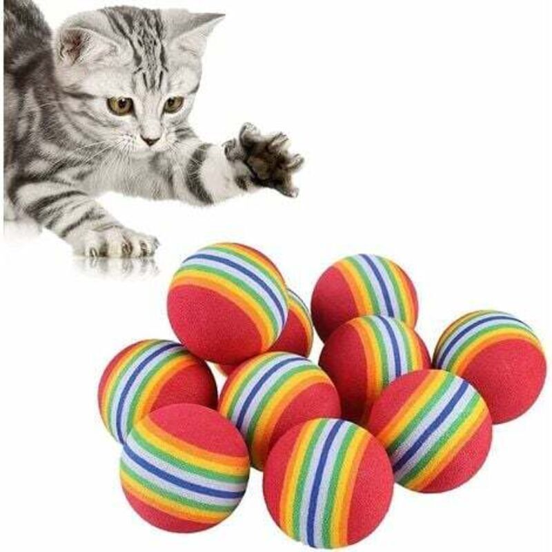 Cat Toy Balls, 10 Pcs Foam Ball Toy, Colorful Chewable Balls, Foam Cat Balls, Roller Balls for Cats, Scratching, Playing, Chewing