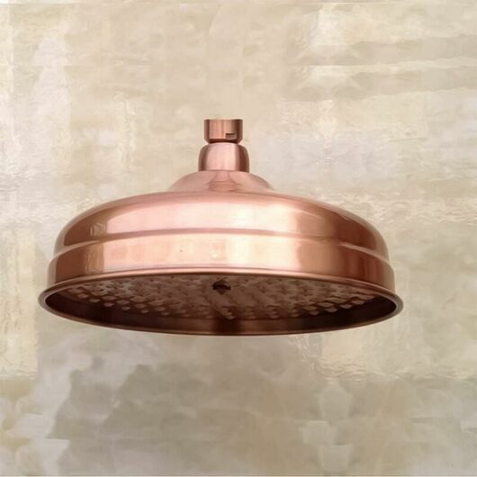 Copper Shower Head, Diameter 20cm (8 Inch), High Pressure Fixed Shower Head with Adjustable Angle Shower Head Rain Shower Head - Gold