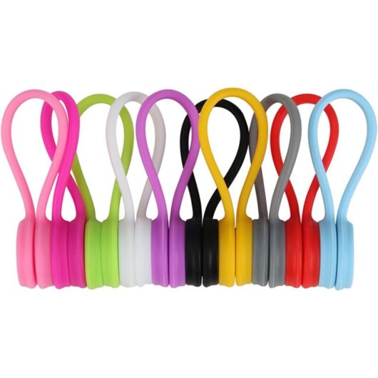 Csparkv - 10 pcs Magnetic Cable Clips, Reusable Cable Ties, Silicone Magnetic Cable Management for Organizing and Bundling Cords, Chargers, Magnet