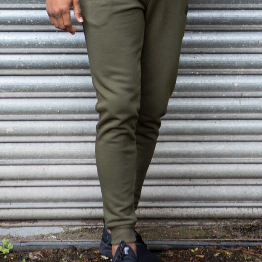 Enzo Mens Slim Fit Fleece Jogging Bottoms - Khaki / S