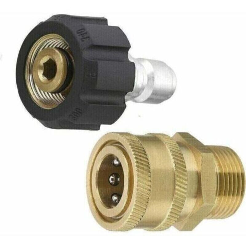 Everyday Pressure Washer Adapter Kit - Quick Connect Kit - Metric M22 - 15mm - Swivel Female to M22 Male Fitting - 5000 PSI