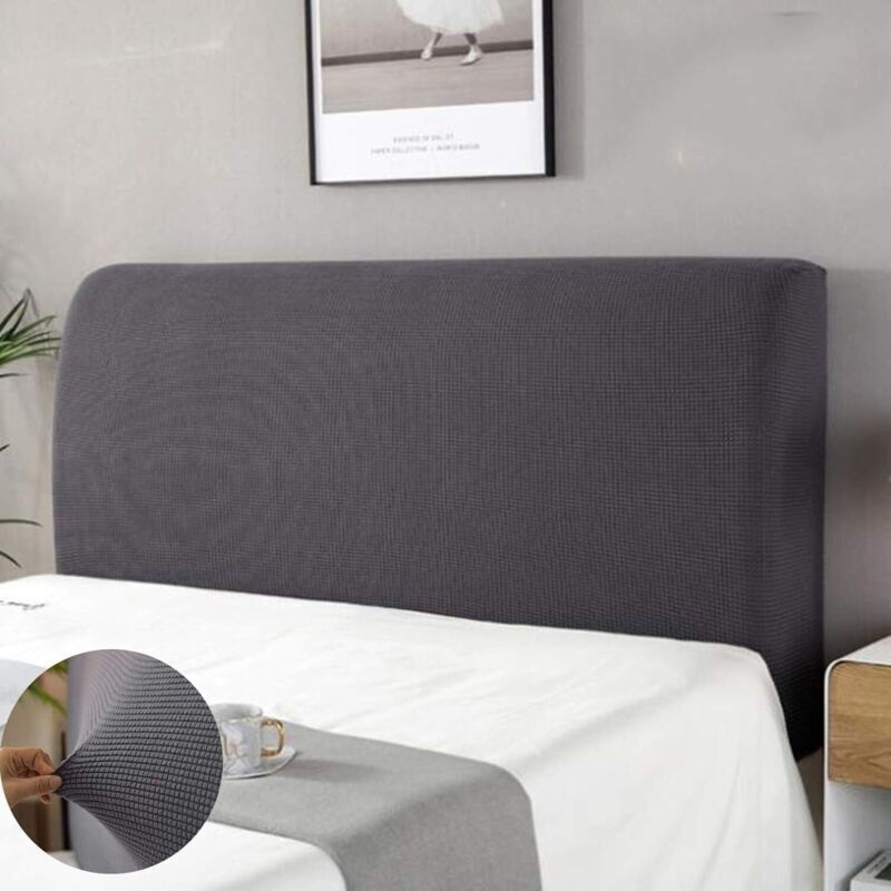 Headboard Cover, Protective Headboard Cover, Washable Dustproof Headboard Cover, 360° Full Pack, Grey, 150cm, Fits a 140-170cm Headboard