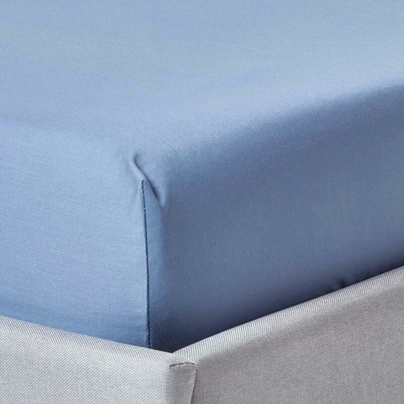 Homescapes - Air Force Blue Egptian Cotton Fitted Sheet 1000 Thread Count, King - Air force blue