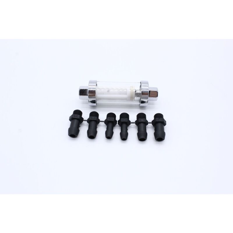 Linghhang - 3/8' 1/4' 5/16' Universal Fittings, Chrome Gas Glass Reusable Inline Fuel Filters