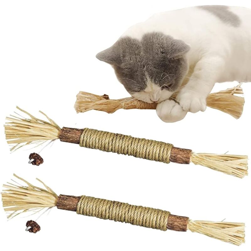 Longziming - Catnip Sticks, Matatabi Chewing Sticks, Catnip Sticks for Grinding Teeth, Cat Stick,Matatabi Catnip Sticks,Natural Wooden Cat Molar