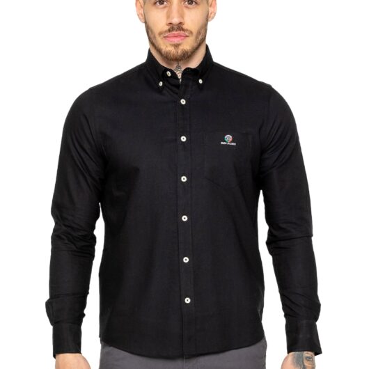 Mens Regular Fit Oxford Shirt Cotton Menswear Classic Style Comfortable Wear - Black / S