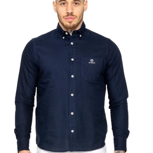 Mens Regular Fit Oxford Shirt Cotton Menswear Classic Style Comfortable Wear - Navy / S
