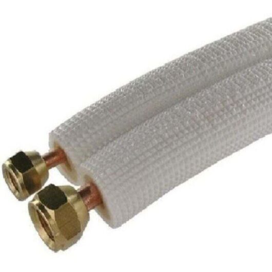 Ready-to-install twin-tube refrigerant lines for M1 air conditioning, pre-assembled 1/4" and 3/8" fittings, 3 meters long, NF certified, pipe