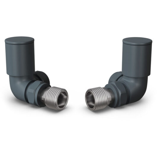 Round - Anthracite Radiator Valves Corner 10mm